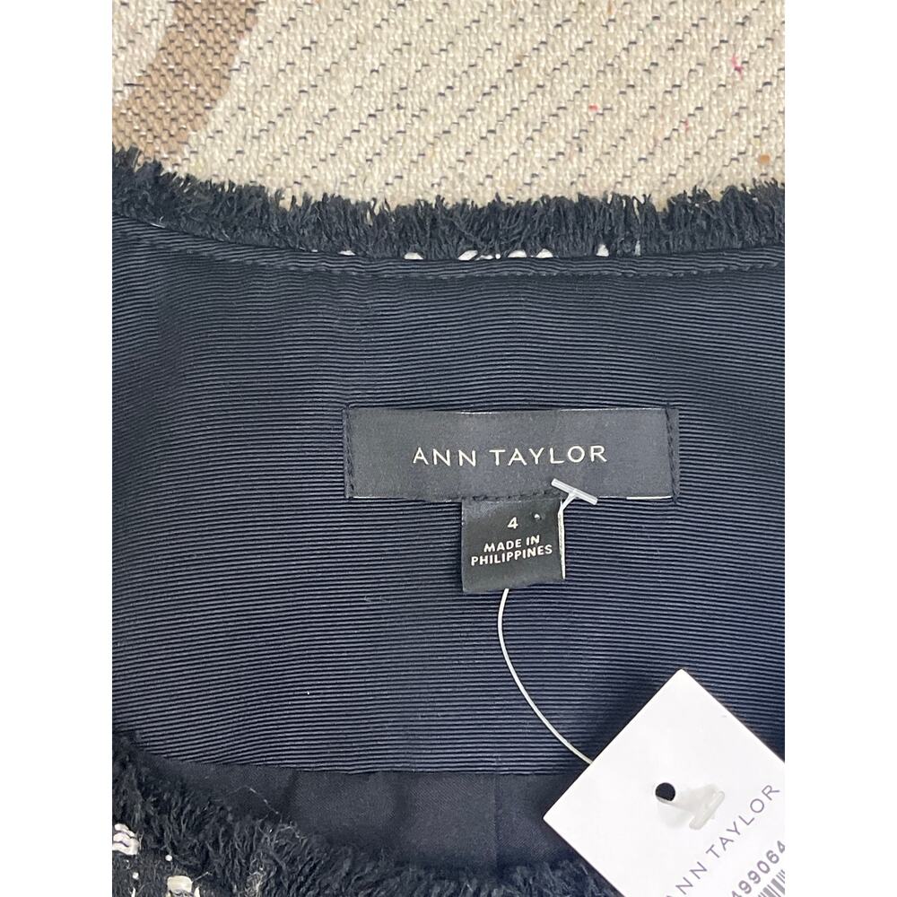 Ann Taylor Black White Checkered Tweed Blazer Suit Jacket Size 4 NWT - Picture 7 of 12